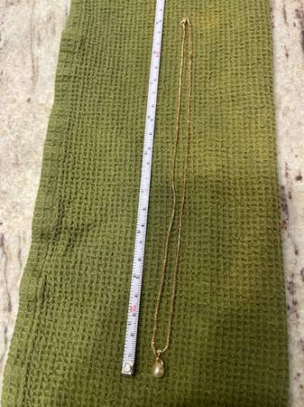 18”14k gold necklace with 14k gold whale tail pearl pendant - $310 (Bellingham)63435886200705123