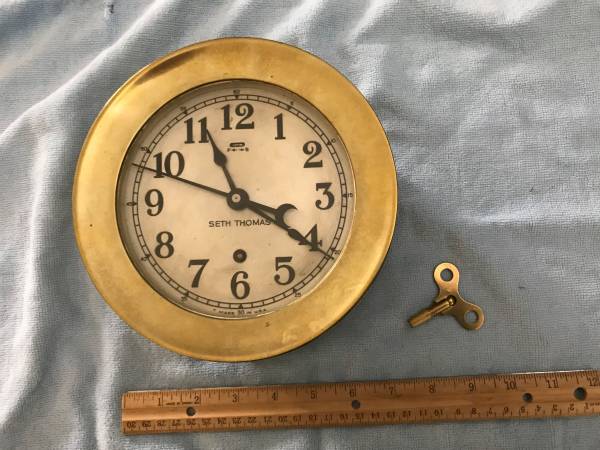 Seth Thomas 6” vintage ships clock solid brass case 1