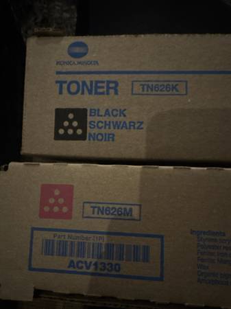 Minolta TN626K, Minolta TN626M printer cartridges brand new 1