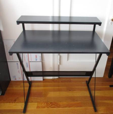 Sturdy 2-Tier Computer Desk - Black 1