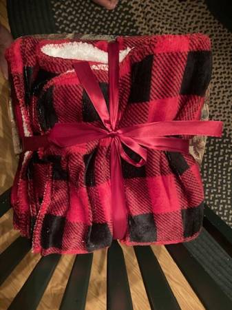 NEW!  Black/Red Throw 1