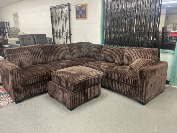 New 99x99 corduroy sectional couch 1