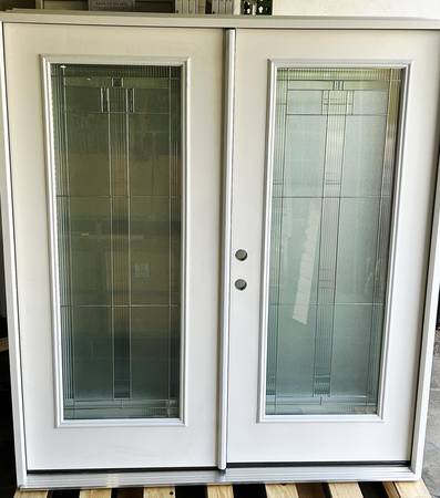 New 72" Full Deco Glass RH Inswing Fiberglass Exterior French Door 1