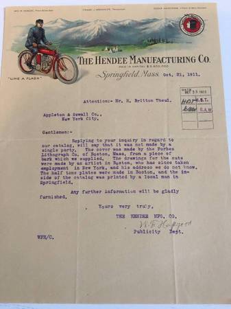 Vintage Indian Motorcycle Letterhead 1