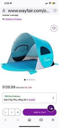 Brand Shiny New Wolfwise Beach Tent ~ never used! 1