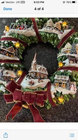 Thomas Kinkade Lighted Wreath 1