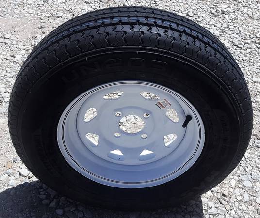 13" Mastertrack Trailer Tire 175 80 R13C on 13x4.5 4 Lug White Spoke R 1