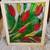 Farmhouse Window Faux Stain Glass Red Green Flowers 2 thumbnail