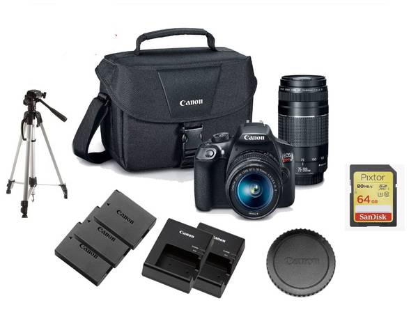 Canon EOS Rebel T6 DSLR Camera with 18-55mm and 75-300mm Lenses Kit US 1