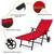 New Folding Patio Rattan Lounge Chair Cushioned Aluminum w/ Wheel and 7 thumbnail