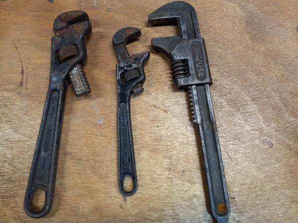 Vtg. Pipe Wrenches. Lawson 6" & 8". Ford 8". ALL for $35 1