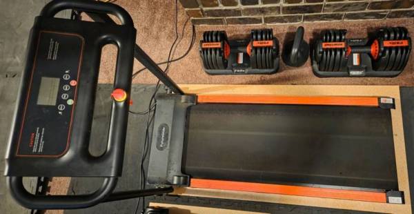Compact Treadmill, weights not included. 1