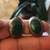 Sterling Silver Clip - On Earrings with Natural Big Malachite Stones 5 thumbnail