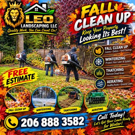LEO LANDSCAPING LLC 🐕🌳FALL CLEAN UP 🍁 TRIMMING 🍂 PRESSURE WASHING 1