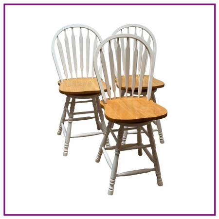 Traditional Windsor Style Swivel Counter Stools, Set Of Three 1