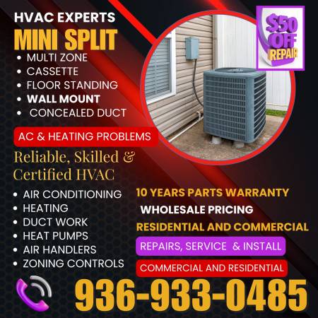HVAC AC Cooling and Heating,  installation and repair, Mini Split 1