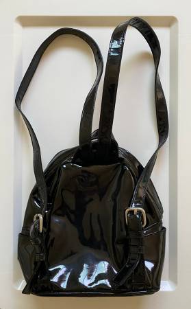 Black Patent Mini Backpack 1