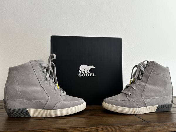 SOREL Out n About Wedge Womens Waterproof Suede Shoes, Gray Size 8 1