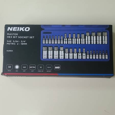 NEIKO 10288A Allen Hex Bit Socket Set, 32 Piece SAE and Metric 1