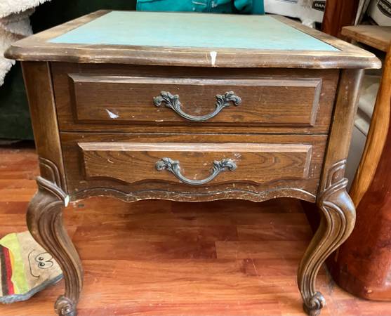 French antique side table rustic drawer 1