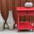 Red Side Table, Polished METAL Vases, Ent. Cnter, Industrial Bar Stool 1 thumbnail