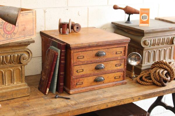 c1900s Antique 3 Drawers Desktop Paper Stationery Flat File Cabinet 1