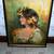 ANTIQUE PAINTING on Fabric Girl With Flowers 1920s 1930s Vintage Frame 1 thumbnail