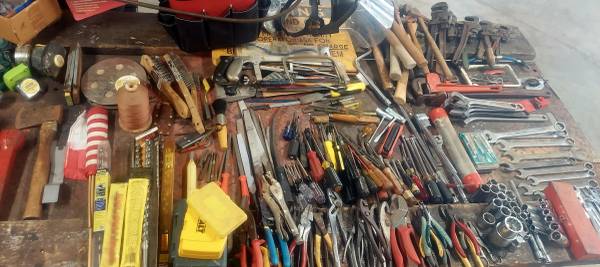 MISC. WRENCHES, PLIERS, HAMMERS, FILES, SCREWDRIVERS, DRILL BITS, SAWS 1