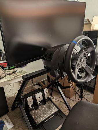 Thrustmaster T300rs Wheel + T-LCM Pedals + GT Omega Apex Wheel Stand Sim Racing 1