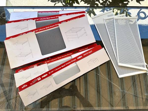ELFA Mesh Drawer Divider Sets, Pkgs/2, 1- & 2-Runner, White & Platinum 1