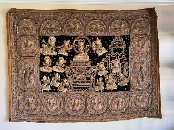 Large Hand Sewn & Beaded Tapestry Thailand 1