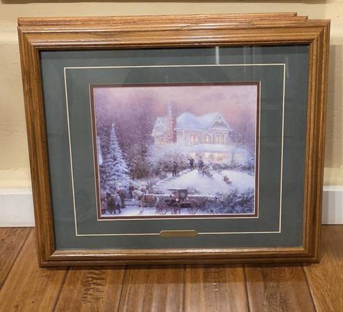 4 Different Thomas Kinkade Matted and Framed Prints Wall Art 1