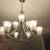 Contemporary 8-Light Silver Chandelier Brushed Metal Frosted Glass Bell Shades   1 thumbnail