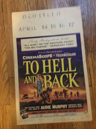 audie murphy "To Hell And Back"original 14"x22" movie poster 1