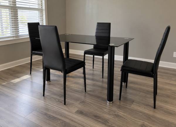 Dining Set - Tempered Glass Table + 4 Chairs, New in Box 1