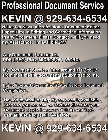 PROFESSIONAL DOCUMENT SERVICE EDITING / PDF, WORD DOC, XML, SCAN DOC 1