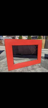 Nadeau Large Red Solid Wood Framed Mirror 1
