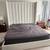 Upholstered King Bed Frame – Channel-Tufted Headboard – Like New 1 thumbnail