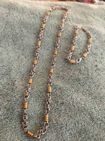 Bracelet and chain stainless steel set 1