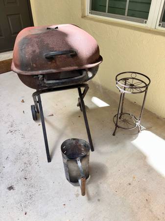 Aussie Grill Charcoal Medium Foldable Red w/ Grill Attachments, Wheels, Coal Sta 1