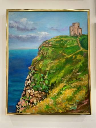Castle Rock 2, Cliffs of Moher, Ireland, Framed Oil Painting By France 1