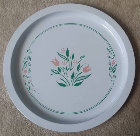 Corelle Rosemarie Pattern Metal Serving Trays 1