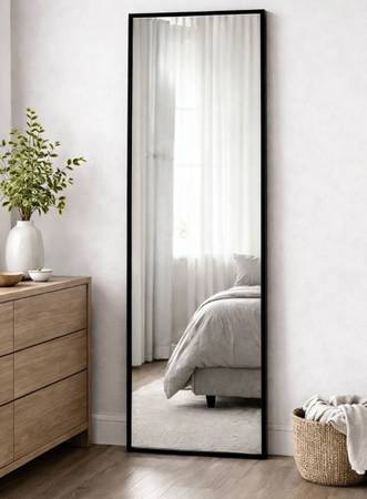 🪞🤩 Black Thin Framed Leaner Mirror, 24x58 1