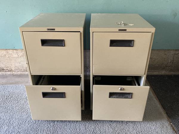 2 - 2 drawer file cabinets with locking keys 1