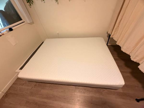 Queen Mattress + Box Spring + Folding Metal Frame – Like New, 8 Mo Use 1