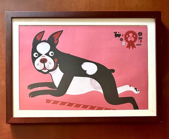 Dog Print in Frame Boston Terrier Frenchie Bulldog Animal Art 1