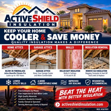 Affordable attic insulation home and Garage 602-460-5661 1