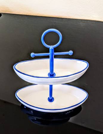 Nautical 2-tier Ceramic Keys & Trinkets Dish 1