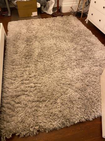 West Elm Cozy Plush Shag Rug Light Gray 6’ x 9’ - $100 (alameda)63442935716609120