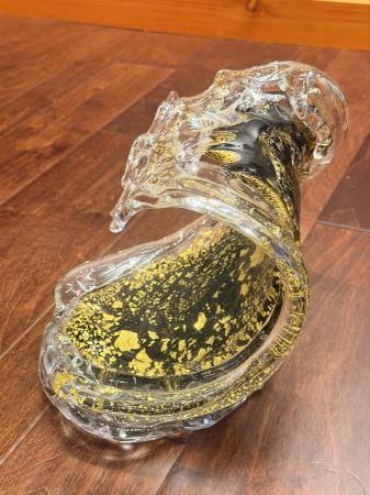 "Midnight Wave" Rare David Wight Studio Glass Wave Sculpture 1